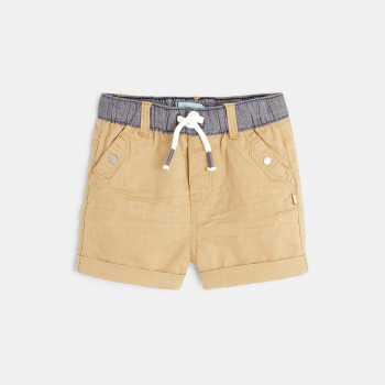 Short en lin et coton beige bébé garçon