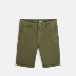 Plain-colored slim fit canvas bermuda shorts