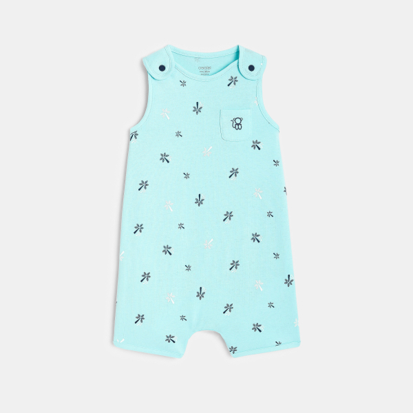 Combi courte palmiers bleu bébé garçon