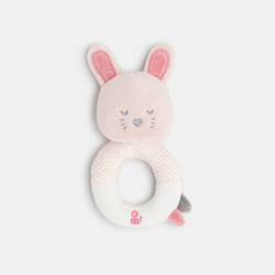 Peluche hochet lapin rose naissance