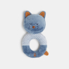 Peluche hochet chat bleu naissance