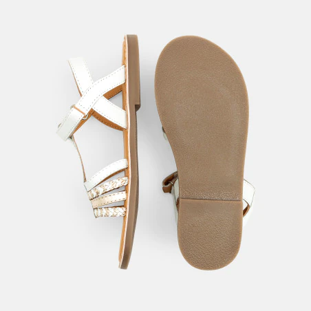 Sandales en cuir blanches fille