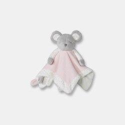 Doudou plat marionnette Souris rose naissance