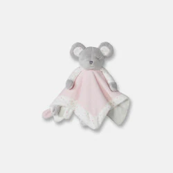 Doudou plat marionnette Souris rose naissance