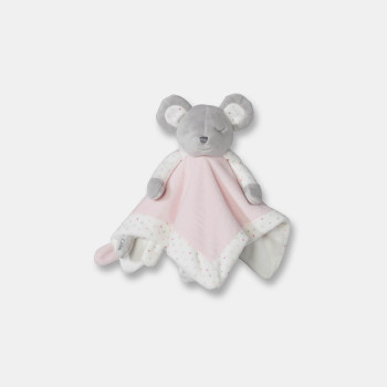 Doudou plat marionnette Souris rose naissance