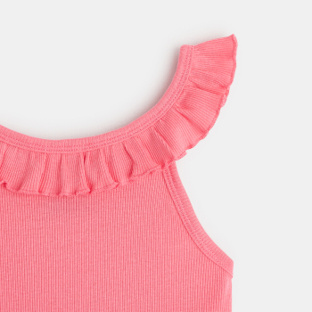 Plain-coloured tank top with ruffled collar