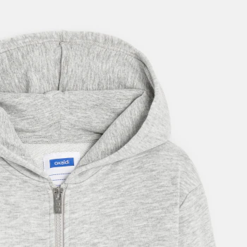 Sweat zippé à capuche gris garçon