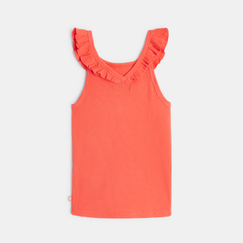 Plain-coloured tank top with ruffled collar