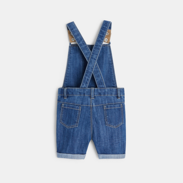 Salopette courte denim bleue bébé garçon