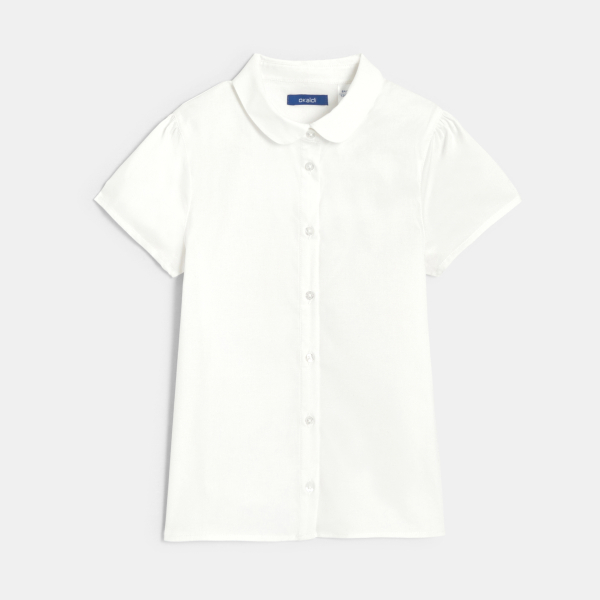 Girls' plain white blouse with Peter Pan collar