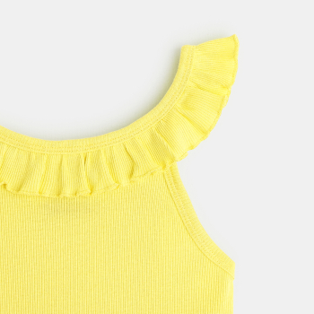 Plain-coloured tank top with ruffled collar