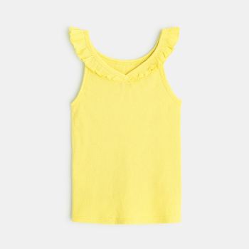 Plain-coloured tank top with ruffled collar