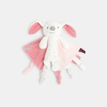Doudou plat velours lapin rose naissance