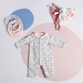 Doudou plat velours lapin rose naissance