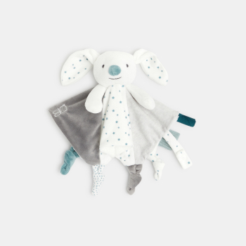 Doudou plat velours lapin gris naissance