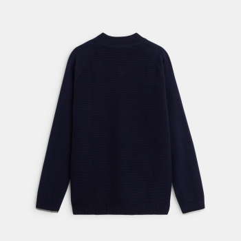 Gilet teddy zippé en maille fine bleu garçon