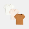 T-shirt petit col (lot de 3) rose bébé fille