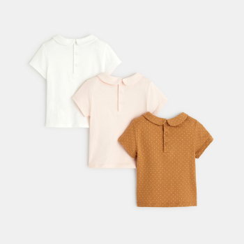 T-shirt petit col (lot de 3) rose bébé fille