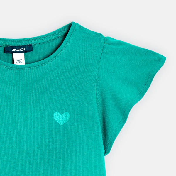 Ruffled short-sleeved T-shirt
