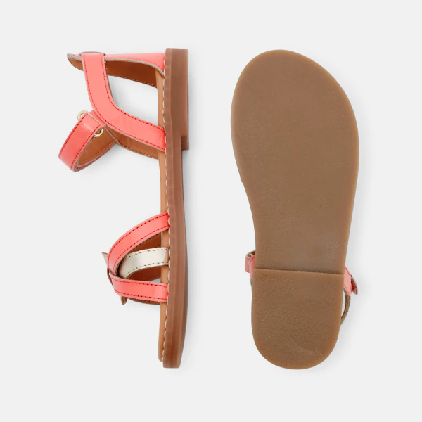 Sandales bride cuir verni roses fille