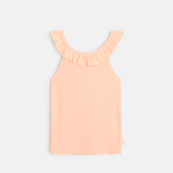 Plain-coloured tank top with ruffled collar