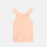 Plain-coloured tank top with ruffled collar
