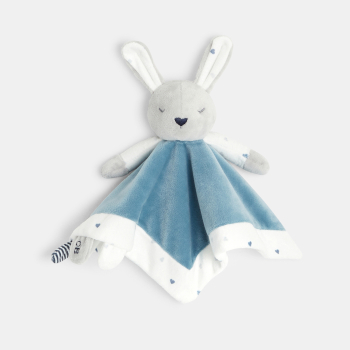 Doudou plat lapin et boîte cadeau bleu naissance