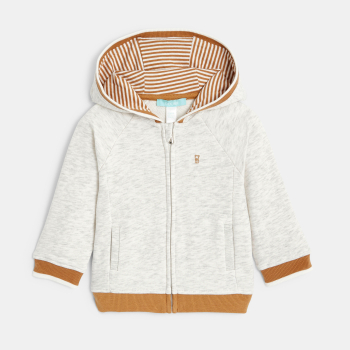 Sweat zippé molleton à capuche gris bébé garçon