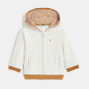 Sweat zippé molleton à capuche gris bébé garçon