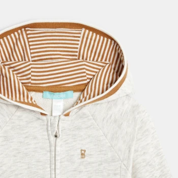 Sweat zippé molleton à capuche gris bébé garçon