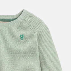 Newborn's wrap-around green knitted jumper