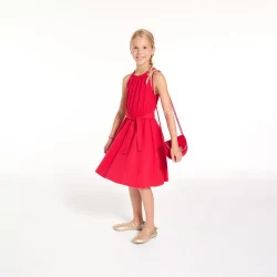 Girls' plain red jersey dress