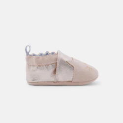 Baby girl's pink leather cat booties