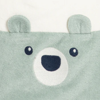 Grand bavoir ours vert et rose bébé mixte (lot de 2)