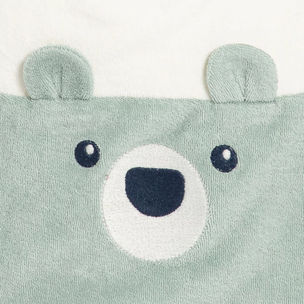 Grand bavoir ours vert et rose bébé mixte (lot de 2)