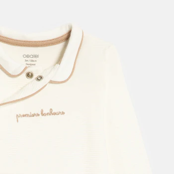 Unisex white textured sleepsuit from birth