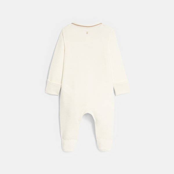 Unisex white textured sleepsuit from birth