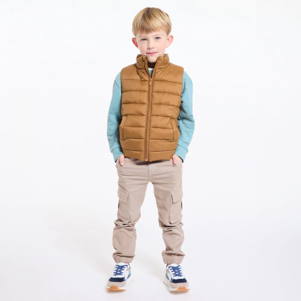 Pantalon cargo en toile beige garçon