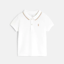 Baby boy's plain white piqué polo shirt
