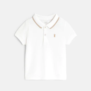 Baby boy's plain white piqué polo shirt
