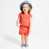 T-shirt bi-matière broderie anglaise orange bébé fille