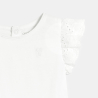 Baby girl's white T-shirt with broderie anglaise sleeves