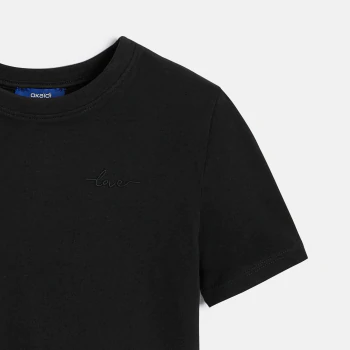 Girls basic plain black T-shirt