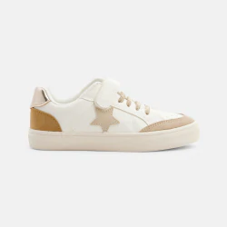 Girl's  beige shiny streetwear trainers