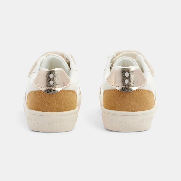 Girl's  beige shiny streetwear trainers
