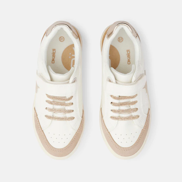 Girl's  beige shiny streetwear trainers