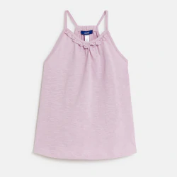 Girl's plain lilac vest top with crochet detail