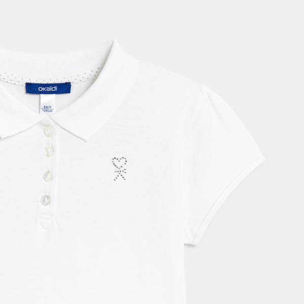 Polo uni blanc fille