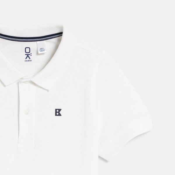 Polo en coton piqué blanc garçon