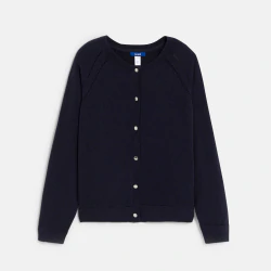 Girl's black fine-knit cardigan